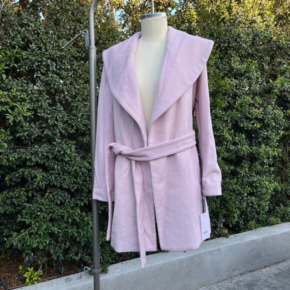 New With Tags Rachel Parcell Pink Wool Belted Peacoat Women’s Small - Picture 4 of 8
